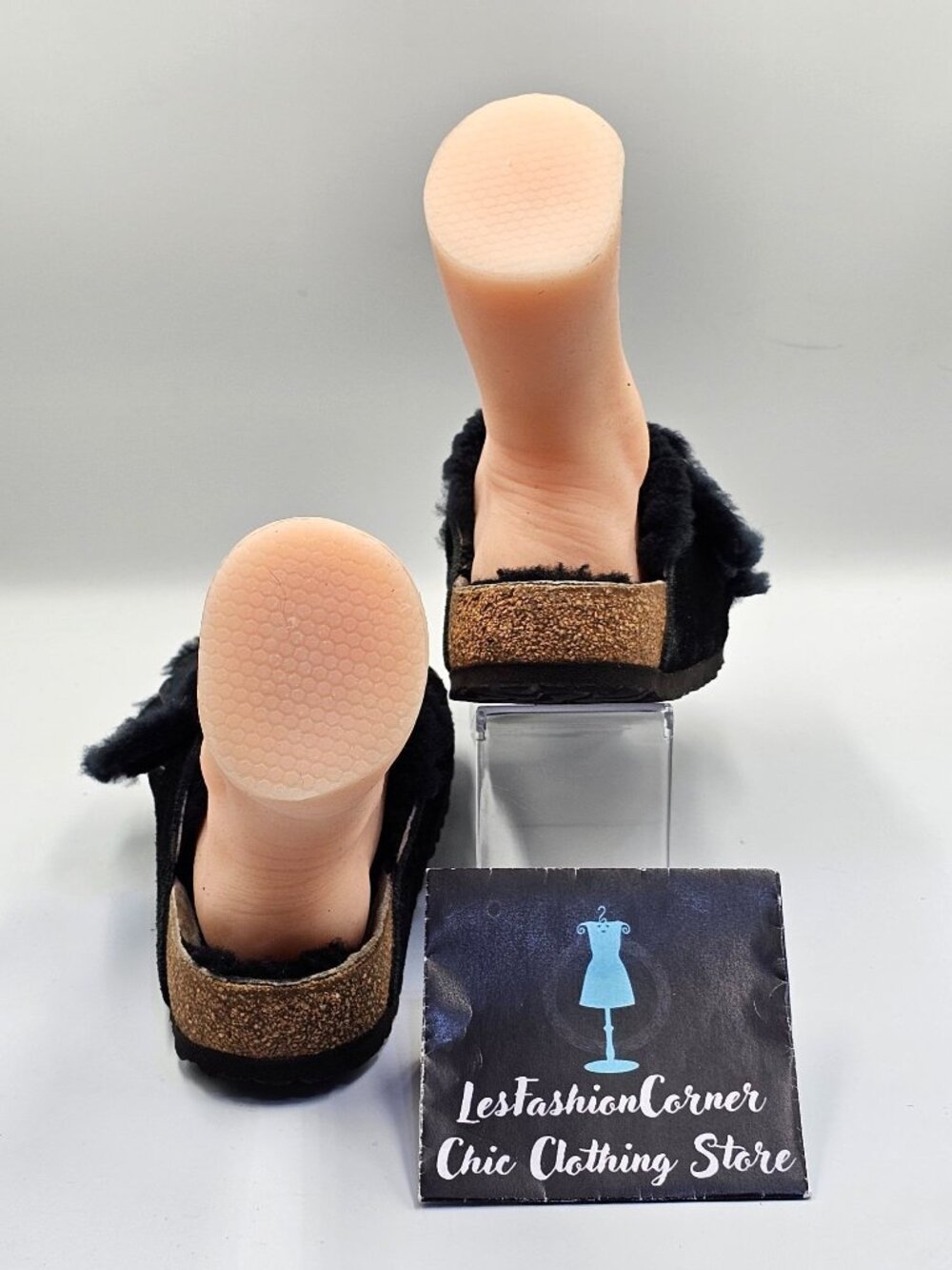 Birkenstock Women's Black Suede Leather Shearling Arizona Sandals Size 8 2706 - Picture 5 of 16